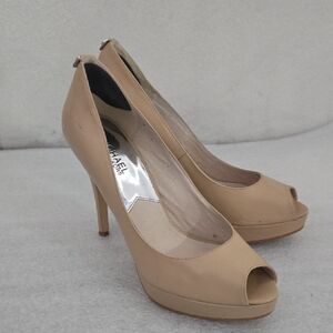 Michael Kors Women's Tan Peep Toe Heels